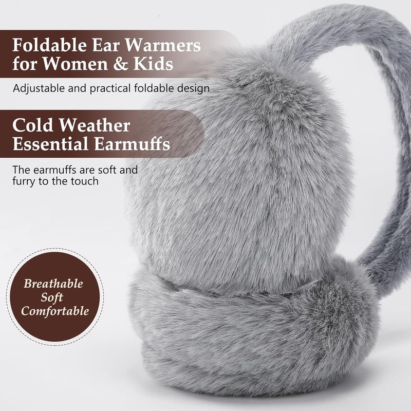 Clothclose Ear Muffs for Kids - Furry Ear Muffs for Winter Women Girls Boys, Foldable Cozy Winter Earmuffs Warmers - Image 3